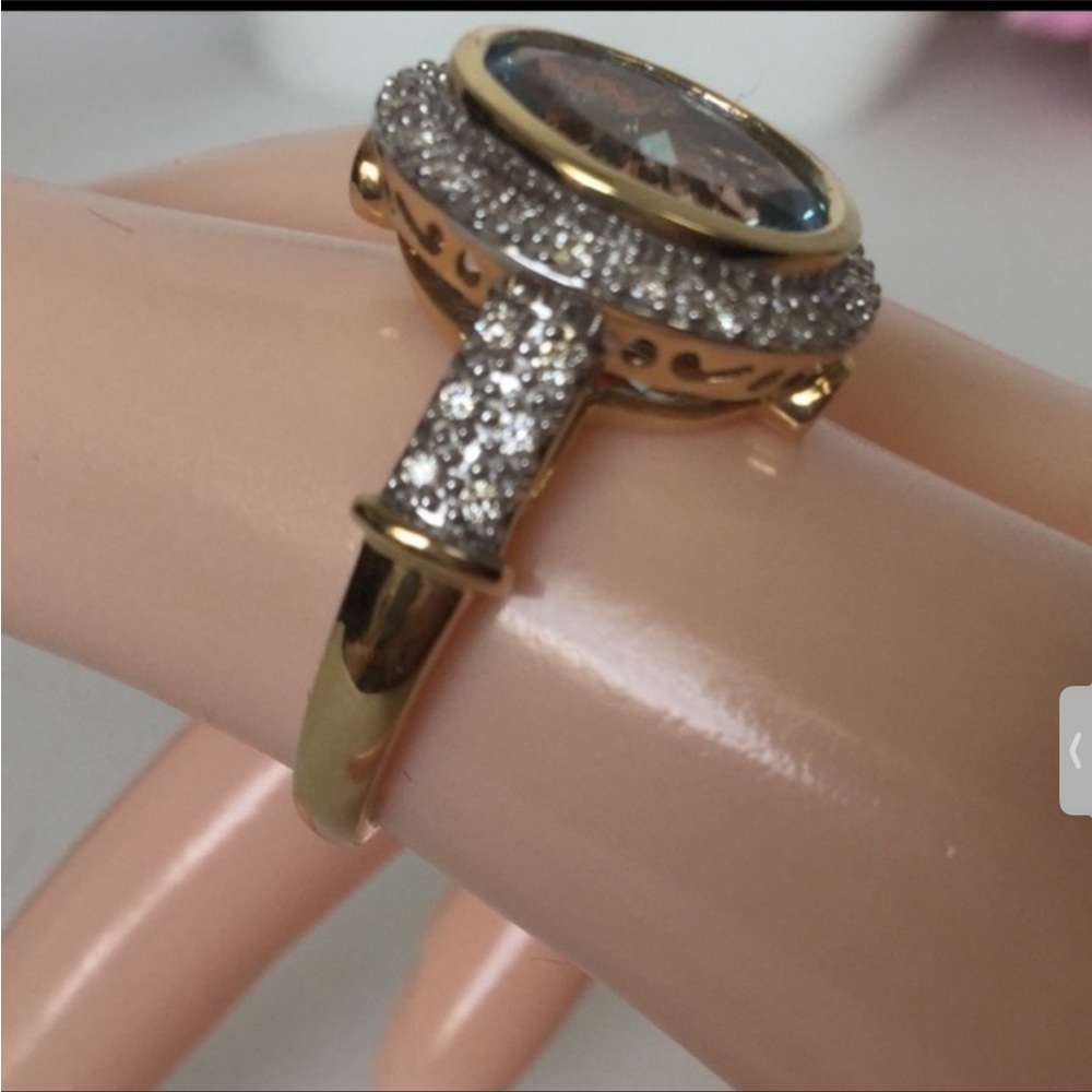 14k AQUAMARINE &DIAMOND RING - Picture 5 of 8